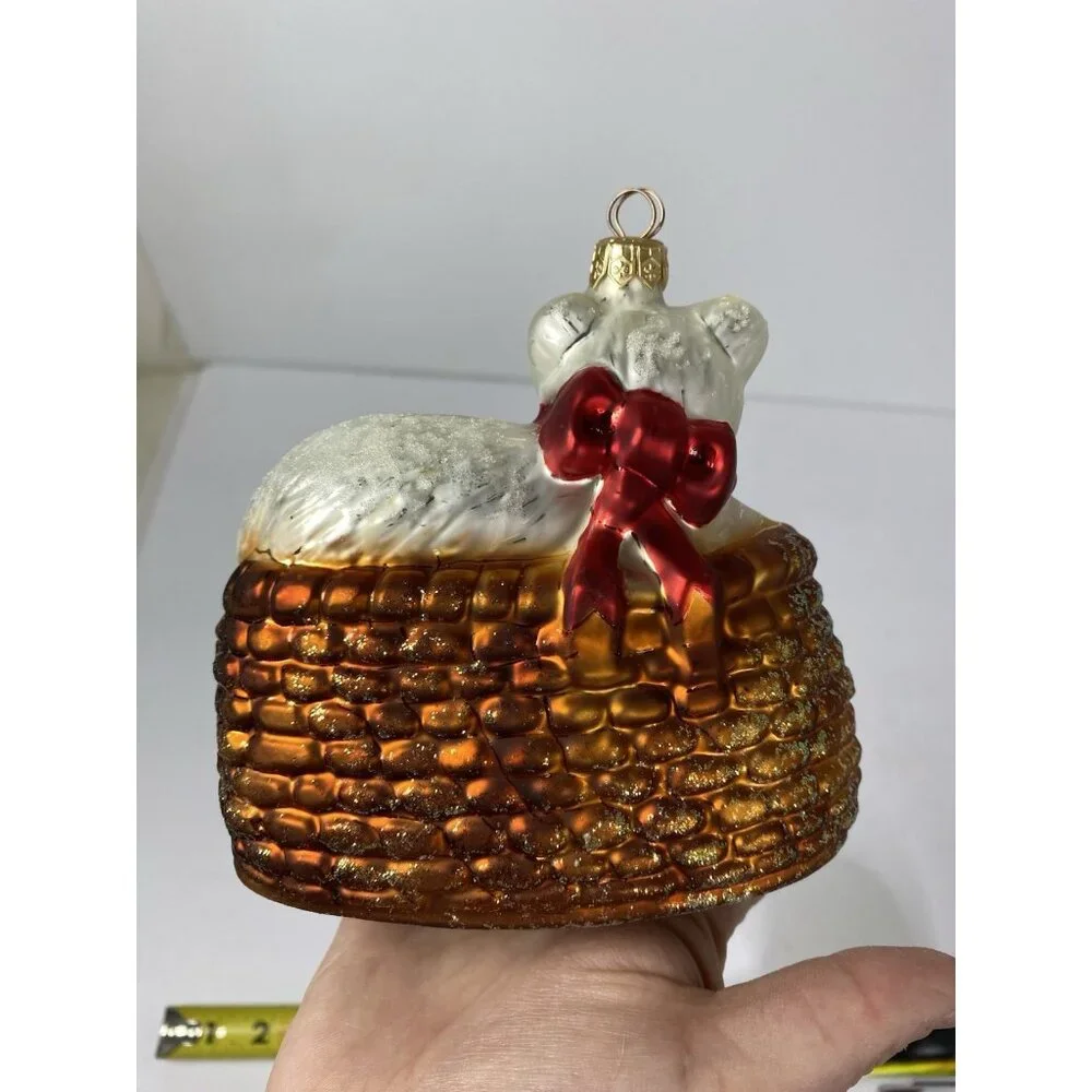 Christopher Radko Christmas Ornament Persian Cat On Bed Yarn‎ PURRfect Vintage